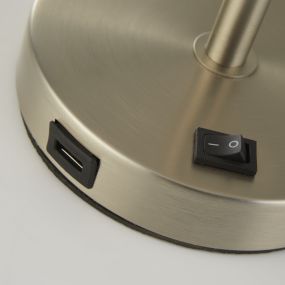 Searchlight Finn - lampe de table - rechargeable par câble USB - Ø 28 x 54 cm - nickel satiné, argent et gris