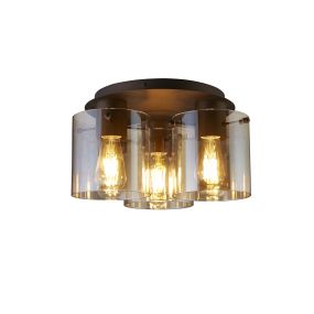 Searchlight Sweden - plafonnier - Ø 29 x 21 cm - moka et ambre