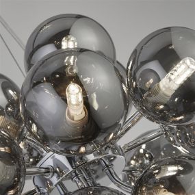 Searchlight Berry - lampe suspendue - Ø 41 x 150 cm - chrome et verre fumé