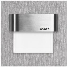 Skoff Tango LED - applique encastrée - 73 x 73 mm, s'intègre dans une boîte d'encastrement de 60 mm - acier inoxydable - 230V - 3000K