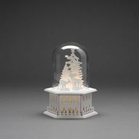 Konstsmide lumières de Noël - maison de Noël en bois - 18 x 18 x 23,5 cm - blanc