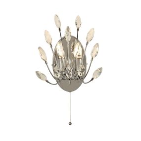 Searchlight Peacock - applique murale avec interrupteur à tirette - 14 x 24 cm - chrome