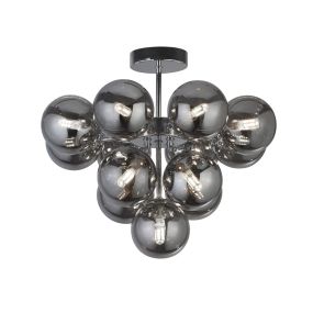 Searchlight Berry - plafonnier - Ø 41 x 35 cm - chrome et verre fumé
