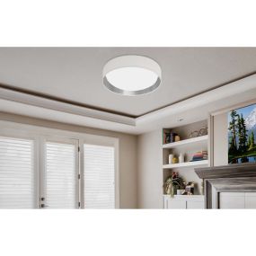 Searchlight Gianna - plafonnier - Ø 37 x 10,5 cm - 15W LED inclus - argenté