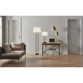 Searchlight Jazz - lampe à poser - Ø 37 x 62 cm - noir mat, blanc et argent satiné