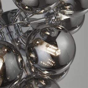 Searchlight Berry - plafonnier - Ø 41 x 35 cm - chrome et verre fumé