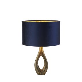 Searchlight Bucklow - lampe à poser - Ø 40 x 46 cm - bleu marine, laiton antique et or