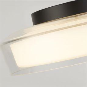 Searchlight Puck - plafonnier - Ø 30 x 10 cm - 14W LED dimmable inclus - IP44 - noir et transparent