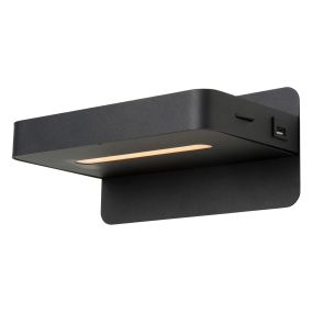 Lucide Atkin - lampe de chevet avec port USB - 25 x 14 x 11,5 cm - 5W LED incl - noir