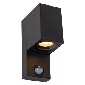 Lucide Zaro - Applique d'extérieur avec détecteur - 7 x 10,4 x 17 cm - IP65 - noir