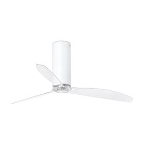 Faro Tube - ventilateur de plafond avec télécommande - ventilateur intelligent - Ø 128 cm - blanc mat et transparent