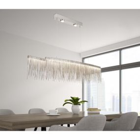 Searchlight Memphis - lampe suspendue - 114 x 14 x 138 cm - 35W + 2 x 4W LED inclus - argent satiné