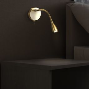 Searchlight Flexy - applique murale avec bras de lecture flexible - 7 x 29 cm - 0,8W LED inclus - laiton satiné