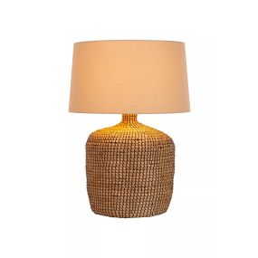 Lucide Ambala - lampe à poser - Ø 45 x 64 cm - blanc et marron clair