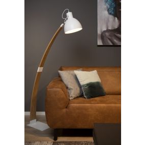 Lucide Curf - lampadaire - 22 x 90 x 143 cm - bois, blanc