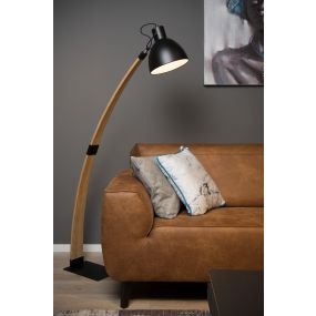 Lucide Curf - lampadaire - 22 x 90 x 143 cm - bois, noir