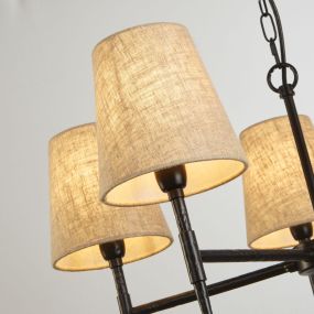Searchlight Gothic - lustre - Ø 66 x 130 cm - noir et lin naturel