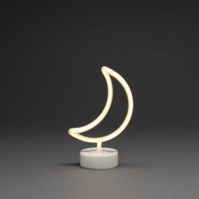 Konstsmide Lumières de Noël - lune néon à piles - 16 x 10 x 26 cm - blanc