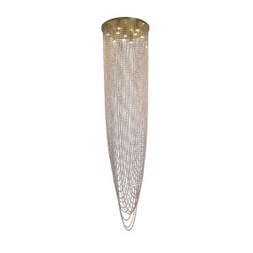 Searchlight Swoop - lampe suspendue - Ø 60 x 250 cm - laiton satiné et transparent