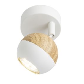 Brilliant Scan - spot en saillie - 10 x 8 x 11 cm - 3W LED incl - blanc et bois clair