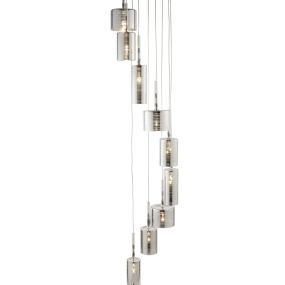 Searchlight Linen - lampe suspendue - Ø 40 x 185 cm - 9 x 7W halogène incl. - chrome