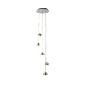 Searchlight Marbles - lampe suspendue - Ø 30 x 150 cm - 5 x 5W LED dimmable inclus - chrome