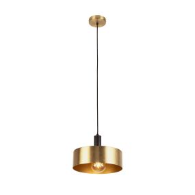 Searchlight Knox - lampe suspendue - Ø 30 x 140 cm - noir et or