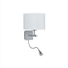 Searchlight Wall - applique murale avec double interrupteur - 20 x 25 cm - 1W LED incl. - argent satiné