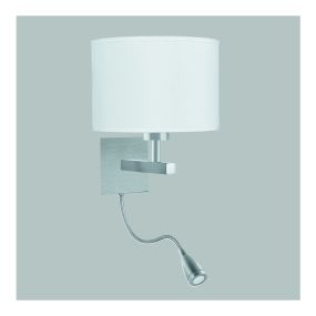 Searchlight Wall - applique murale avec double interrupteur - 20 x 25 cm - 1W LED incl. - argent satiné