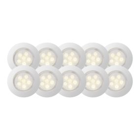 Brilliant Kozi 45 - set de 10 - spots à encastrer - Ø 45 mm, Ø 33 mm encastré - 10 x 0,42W LED incl. - IP44 - acier blanc