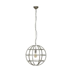 Vico Globe - lampe suspendue - Ø 48 x 150 cm - nickel antique