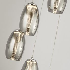 Searchlight Cyclone - lampe suspendue - Ø 35 x 150 cm - 27W LED dimmable inclus - chrome et verre fumé