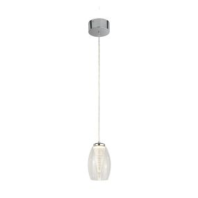 Searchlight Cyclone - lampe suspendue - Ø 11,5 x 120 cm - 6W LED incl. - chrome et transparent