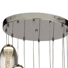 Searchlight Cyclone - lampe suspendue - Ø 52 x 200 cm - 63W LED dimmable incl - chrome et verre fumé