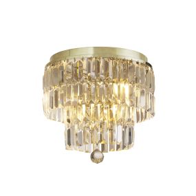 Searchlight Empire - plafonnier - Ø 34 x 33 cm - IP44 - laiton satiné et champagne