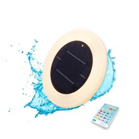 New Garden Papaya 30 Solar - éclairage solaire extérieur pour piscine et batterie magnétique rechargeable avec télécommande - RGB + W (2700K) - Ø 29 x 2 cm - IP68 - blanc