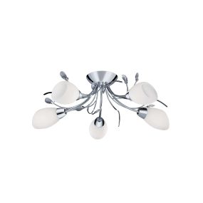Searchlight Gardenia - plafonnier - 60 x 20 cm - chrome et opale