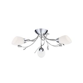 Searchlight Gardenia - plafonnier - 60 x 20 cm - chrome et opale