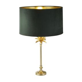 Searchlight Palm - lampe à poser - Ø 40 x 65 cm - laiton satiné et vert