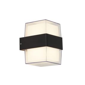 Searchlight Pittsburgh - lampe de jardin extérieure - 10 x 13 cm - 6,8W LED incl. - IP44 - noir et opale