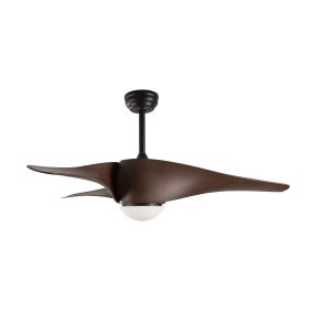 Nova Luce Breeze - ventilateur de plafond avec lumière et télécommande - Ø 132 x 58 cm - 18W LED incl. - noir mat et brun foncé