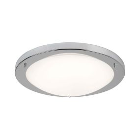 Searchlight LED Flush - plafonnier de salle de bains - Ø 41 x 9 cm - 20W LED inclus - IP44 - argent satiné et blanc