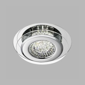 Searchlight Vesta - plafonnier - Ø 28 x 8 cm - 12W LED dimmable inclus - chrome