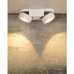 Lucide Mitrax 2 - spot de plafond - 26,4 x 10 x 5,5 cm - 2 x 5W LED dimmable incl. - blanc