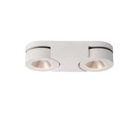 Lucide Mitrax II - spot mural - 26,4 x 12 x 5,5 cm - 2 x 5W LED dimmable incl - blanc