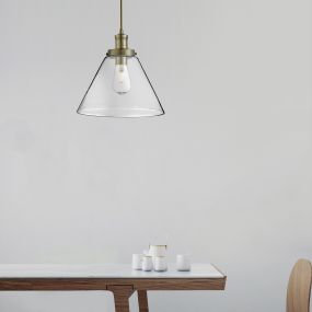 Searchlight Pyramid - lampe suspendue - Ø 29 x 100 cm - laiton antique