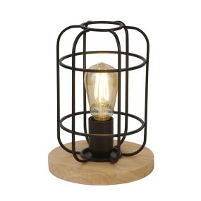 Searchlight Vision - lampe à poser - Ø 18 x 25 cm - noir et marron mat