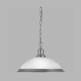 Searchlight Bistro - lampe suspendue - Ø 34 x 80 cm - argent satiné