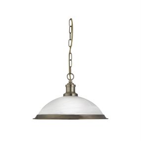 Searchlight Bistro - lampe suspendue - Ø 34 x 77 cm - albâtre et laiton antique