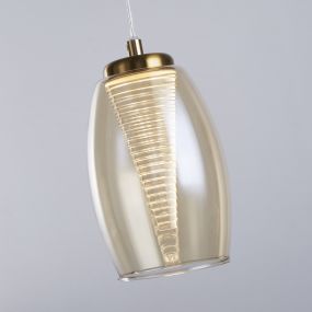 Searchlight Cyclone - lampe suspendue - Ø 11,5 x 120 cm - 6W LED inclus - bronze et champagne